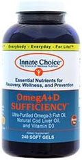 Omega 3, Fish Oil Capsules, OmegA+D By Innate Choice, Lemon 240 Capsules, Pharmaceutical Grade Fish Oil, 3rd Party Tested, Organically Filtered and Triple Purified, Natural Cod Liver Oil, Vitamin D3