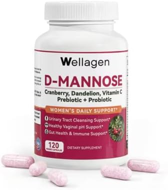 Urinary Tract and Bladder Health Support with Vaginal Probiotic Plus Prebiotics for Women - D-Mannose, Cranberry, Dandelion, Vitamin C -120 Veggie Capsules (60 Days Supply)