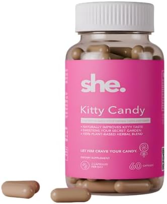 She. Kitty Candy Women's Daily Feminine Balance & Freshness Capsules, 60 Capsules with Pineapple, Mango, Red Apple Extract, Cinnamon, Fenugreek & D-Mannose | Vegan, Non-GMO