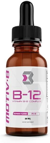 Motiv-8 Essentials Vitamin B-12 Drops, Sublingual, Easy to Take Liquid Supplement, Supports Eye Health, Brain Energy, Nervous System, Cognition & Memory (60 Servings, Raspberry)
