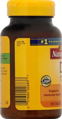 Nature Made Vitamin D3 1000 IU (25 mcg), Vitamin D Supplement for Bone, Teeth, Muscle and Immune Health Support, 300 Tablets, 300 Day Supply, (Pack of 2)