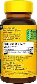 Nature Made Vitamin B-12 Softgels, 3000 Mcg, 60 Count Pack of 3