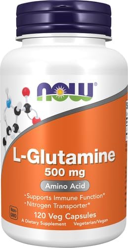 NOW Foods Supplements, L-Glutamine 500 mg, Nitrogen Transporter*, Amino Acid, 120 Veg Capsules, (Pack of 2)