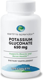 Earth's Splendor Potassium Gluconate 99mg Tablets - Supports Muscle and Nerve Health for Adults, 200 Count - 6+ Month Supply