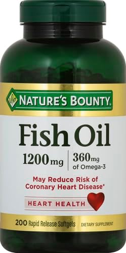 Nature's Bounty Fish Oil Omega 3 Supplements - Supports Heart Health, 1200 Mg Fish Oil, Omega-3, 200 Softgels (Pack of 2)