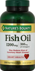 Nature's Bounty Fish Oil Omega 3 Supplements - Supports Heart Health,1200 Mg Fish Oil,Omega-3,200 Softgels,(Pack of 3)