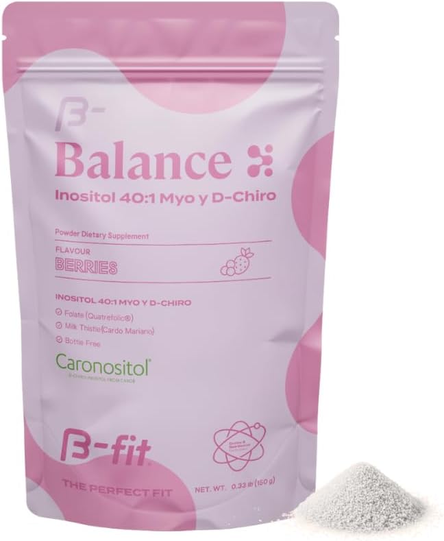 B-FIT B Inositol Balance - Inositol 40:1 Myo & D-Chiro - Supports Hormone Balance and Ovarian Health - Powdered Food Supplement - Berry Flavor - Folic Acid - 150g