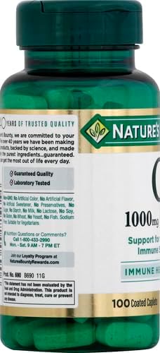 Nature's Bounty Vitamin C + Rose HIPS,Immune Support,1000mg Vitamin C,Coated Caplets,1 Serving per Day,Vegetarian Caplets,100 Ct,(Pack of 2)