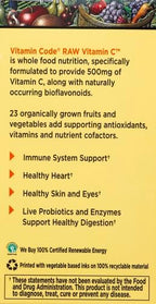 Garden of Life Vitamin Code Raw Vitamin-C, 500mg Whole Food VIT-C Capsules + Fruit & Veggie Blend & Probiotics, Supplements for Adults, Vegan, Gluten Free, 120 Capsules, (Pack of 6)