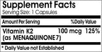 Vitamin K2 100mcg ~ 200 Capsules - No Additives ~ Naturetition Supplements
