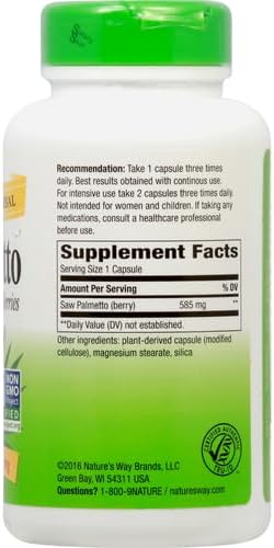 Nature's Way Saw Palmetto Berries,Traditional Prostate Support*,585 mg per Serving,Non-GMO Project Verified,Vegan,180 Capsules,(Pack of 2)