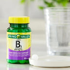 Spring Valley Vitamin B1 Tablets Dietary Supplement, 250 mg, 100 Count + Dri Store Sticker.