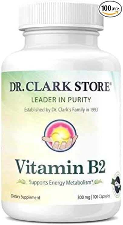 Dr. Clark Vitamin B2 Supplement, 300mg, 100 Gelatin Capsules