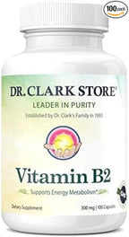 Dr. Clark Vitamin B2 Supplement, 300mg, 100 Gelatin Capsules
