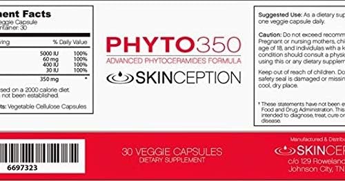 Skinception Phyto350 Advanced Phytoceramides Formula (30 ct) - 1 Month Supply - 3 Pack