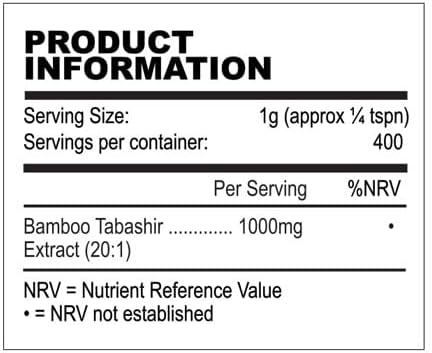 Bamboo TABASHIR Extract (Highest Strength Silica) 400g