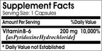 B-6 Vitamin 200mg ~ 100 Capsules - No Additives ~ Naturetition Supplements
