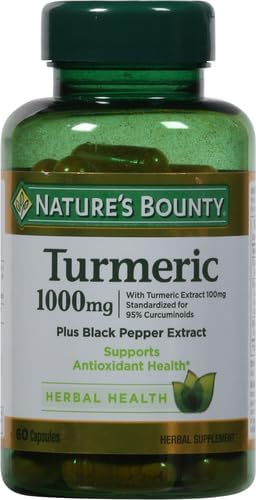 Nature's Bounty Turmeric with Black Pepper Extract,Supports Antioxidant Health,1000mg,60 Capsules,(Pack of 3)