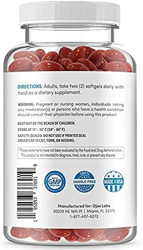 Eye Vitamins - AREDS 2 Based Formula - Eye Vitamin with Lutein & Zeaxanthin for Macular Health - Vision Supplements for Adults - 120 Softgels Support & Care for Eyes - Made in USA