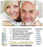 Cellfood Essential Silica Anti-Aging Formula, 4 fl oz - Supports Healthy Bones, Joints, Hair, Skin, Nails, Teeth & Gums - Easy to Absorb Liquid - Gluten Free, Thiaminase Free, Non-GMO - 40-Day Supply