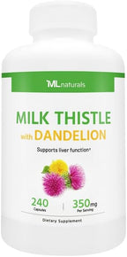 ML Naturals Milk Thistle & Dandelion Extract – 250mg Milk Thistle, 100mg Dandelion Root (Per Serving) 240 Capsules
