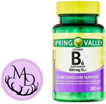 Generic Vitamin B6 Supplement Spring Valley, 100 mg, 250 Count + Sticker Dri Store