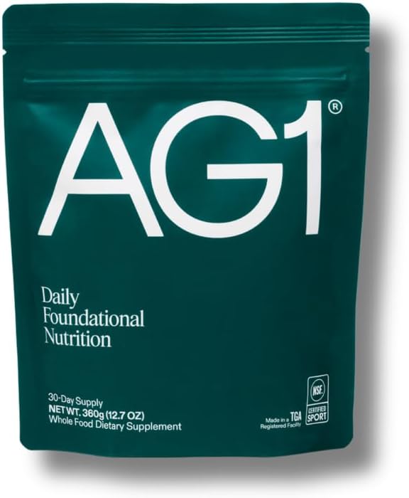 AG1 Greens Powder Refill Pouch – 75 Vitamins, Multivitamin & Probiotic | Gut Health Support | Vegan, Keto, Gluten Free | Athletic Greens Supplement - Pouch Only, Classic Formula