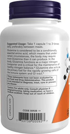 NOW Foods Supplements, L-Glutamine 500 mg, Nitrogen Transporter*, Amino Acid, 120 Veg Capsules, (Pack of 2)