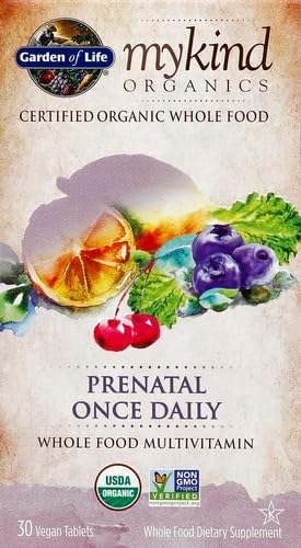 Garden of Life Organics Prenatal Vitamin: Folate for Energy & Healthy Fetal Development, Non-constipating Iron, Vitamin C, B6, B12, D3 – Organic, Non-GMO, Gluten-Free, Vegan, 30 Day Supply (Pack of 6)