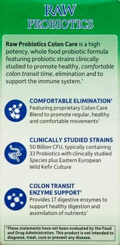Garden of Life Probiotics for Women & Men-Raw Probiotics Colon Care 50 Billion CFU and Enzymes, Shelf Stable Once Daily Acidophilus Probiotic for Regularity & Immune Health, 30 Capsules(Pack of 6)
