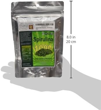 Sunlit Best Spirulina Tablets - Organic Spirulina Tablets USDA Premium 1000 Count - Natural Spirulinas Organic Burst for Immune Support Antioxidants, Energy Boost w/Chlorophyll - High Protein, Non GMO