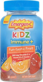 Emergen-C Kidz Vitamin C Immune Support Gummies Fun-Tastic Fruit 44CT Includes Zinc, Manganese, B Vitamins and Vitamin D for Back to School Essentials, (Pack of 2)