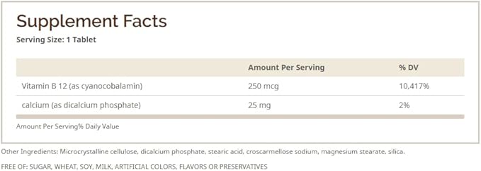 Vitamin B-12 TABS 250 MCG WMILL Size: 100