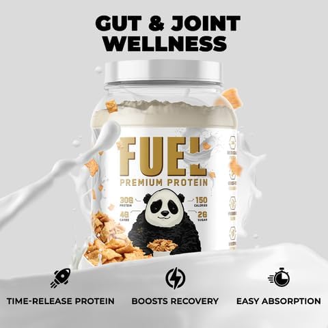 Underground Bio Labs Panda Fuel Premium Protein Whey,Hydrolyzed Collagen,Casein,Probiotics, Enzymes, Keto Friendly,Time Release, 25 Servings (2.5 Pound, Cinnamon Toast)