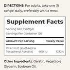 Nature's Bounty E-400 IU Pure dI-Alpha Softgels, 120 Count