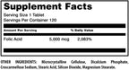 Amazing Formulas Folic Acid 5000 Mcg per Serving | Tablets Supplement | Non-GMO | Gluten-Free | Made in USA (1 Pack | 120 Count)