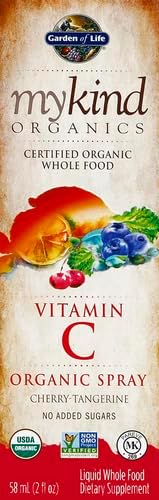 Garden of Life Organics Vitamin C Spray for Kids and Adults - Cherry Tangerine,Vitamin C Supplement,Antioxidant for Immune Support and Skin Health,2 fl oz Liquid Drops,(Pack of 2)
