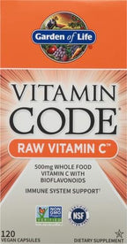 Garden of Life Vitamin Code Raw Vitamin-C, 500mg Whole Food VIT-C Capsules + Fruit & Veggie Blend & Probiotics, Supplements for Adults, Vegan, Gluten Free, 120 Capsules, (Pack of 6)