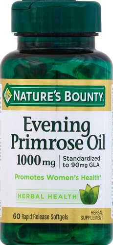 Nature's Bounty Primrose Oil 1000mg, Promotes Women's Health, Herbal Supplement, Gluten Free, Rapid Release,60 Softgels (Pack of 3)