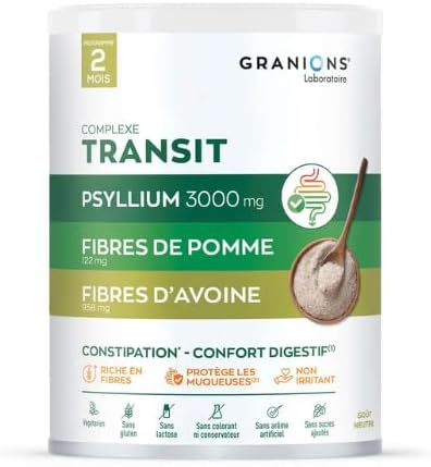 Psyllium Husk Powder 4in1 Digestive Fiber Supplement - Gut Health, Bloat Relief for Women and Men, Soluble and Insoluble Psyllium Husk Fiber Powder, Vitamin B2 - Vegan, Unflavored, Sugar-Free, 60 Day