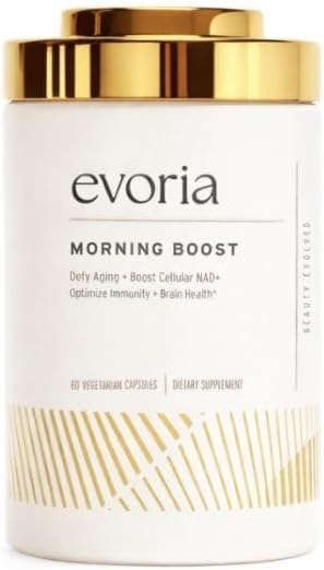 Evoria Morning Boost Capsules – Clinically Formulated – NAD+, Resveratrol, PQQ & Spermidine for Cellular Energy, Mitochondrial Support & Daily Vitality | 30 Servings