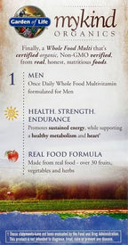 Garden of Life Once Daily Whole Food Multivitamin for Men, Organic Mens Vitamins & Minerals, Vitamin C, Zinc, Vegan, for Health & Well-Being, 60 Tablets (Pack of 6)