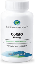 Earth's Splendor CoQ10 Supplement, 120 Softgels, 100mg Coenzyme Q10 Contain, 4 Month Supply