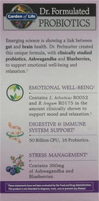 Garden of Life Probiotics Mood+ Dr Formulated Acidophilus Probiotic Supplement,Promotes Emotional Well-Being, Relaxation and Digestive Balance,Ashwagandha for Stress Management, 60 Count (Pack of 6)