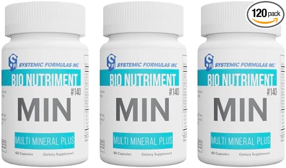 Systemic Formulas MIN #140 Multi Mineral Plus – 60 Capsules | Essential Mineral Complex for Daily Wellness, Cellular Replenishment & GeoMetal™ Keychain Pill Holder (Pack of 3)