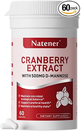 600mg Cranberry Supplement with 500mg D-Mannose, Support Normal Urinary Tract Health for Women*, Help Cleanse and Protect the Urinary Tract*, Maintain Intimate Microbial Ecological Balance*