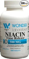 Wonder Laboratories High Potancy Time Release Niacin (Vitamin B3) 500 Mg 300 Tablets Non-GMO, Gluten Free Supplement