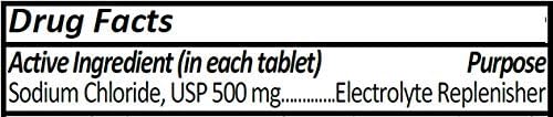 Sodium Chloride Tablets 500 mg (0.5 gram), USP Normal Salt Tablets - 200 Tablets by CitraGen Pharmaceuticals, Inc.