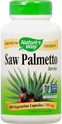 Nature's Way Saw Palmetto Berries,Traditional Prostate Support*,585 mg per Serving,Non-GMO Project Verified,Vegan,180 Capsules,(Pack of 2)