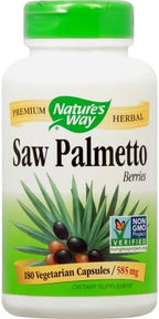Nature's Way Saw Palmetto Berries,Traditional Prostate Support*,585 mg per Serving,Non-GMO Project Verified,Vegan,180 Capsules,(Pack of 2)